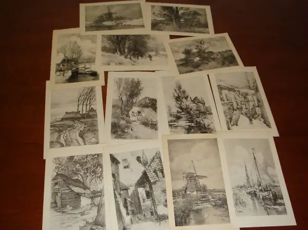 Cartoline vecchie disegnate a mano