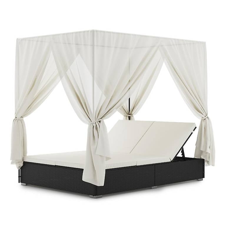 Sonnenbett Rattan schwarz/weiss