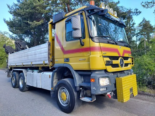 mercedes-benz, actros 2655 v8 6x4/4, e5, hiab220 + kipper, kran