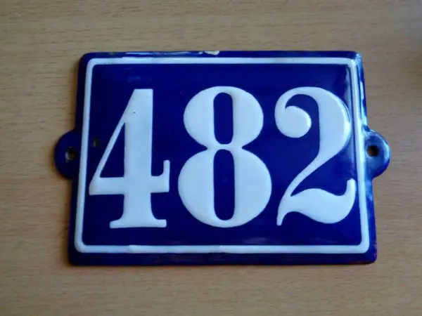 Emaille Hausnummer 482