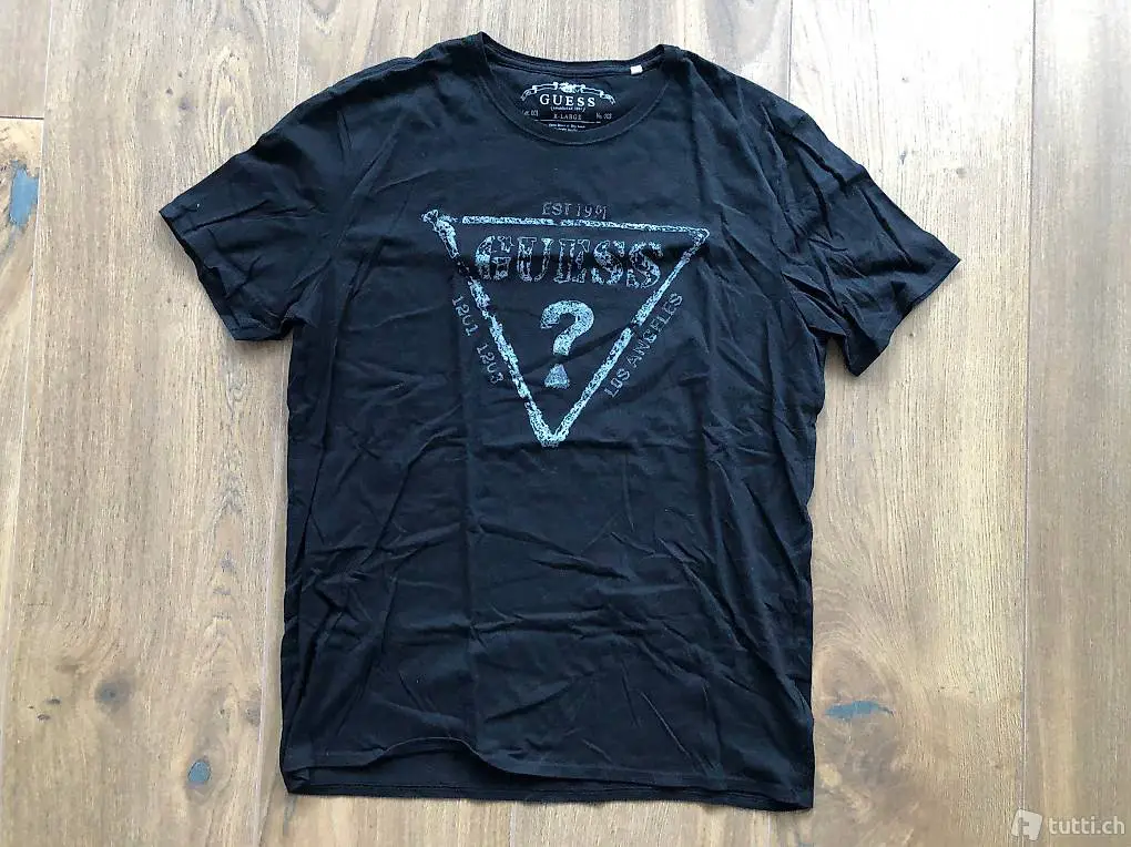 Neuwertiges GUESS Designer T-Shirt Schwarz Gr. XL