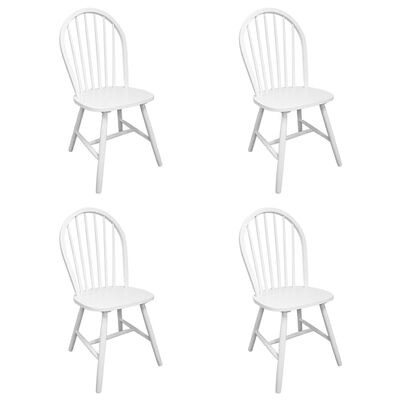  vidaXL Esszimmerstühle 4 Stk. Weiss Gummibaum Massivholz