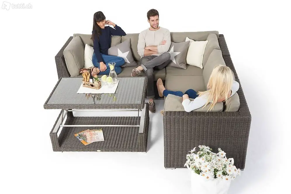  Outdoor Lounge Set XL aus Rattan