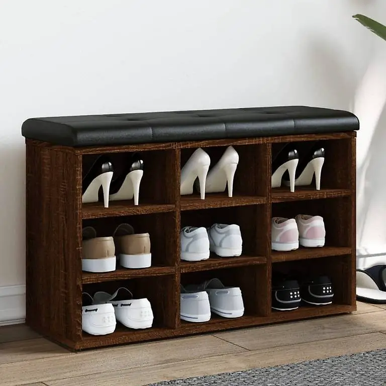 Schuhbank Braun Eichen-Optik 82x32x50 cm Holzwerkstoff