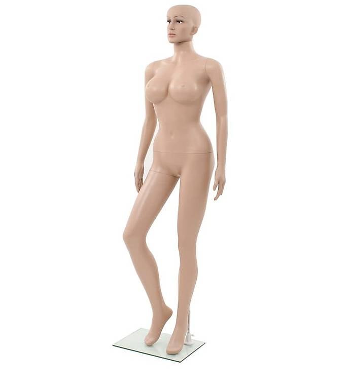 Schaufensterpuppe Dame mit Glassockel Beige 180 cm