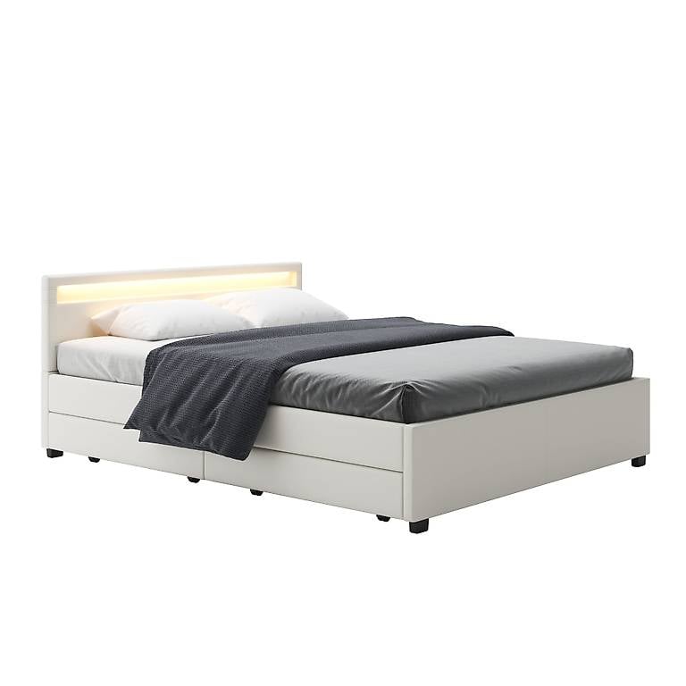Bett mit LED 160 x 200 cm weiss