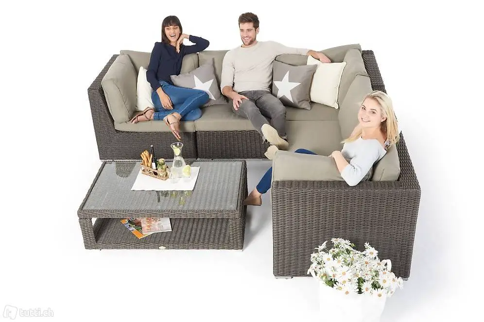  Schöne Garten-Sitzgruppe Rattan Geflecht rund