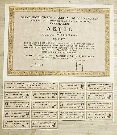 Wertpapier Victoria-Jungfrau AG, Grand Hotel