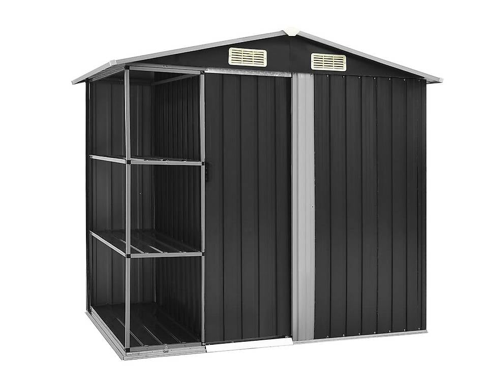 Gartenhaus mit Regal Anthrazit 205x130x183 cm Eisen