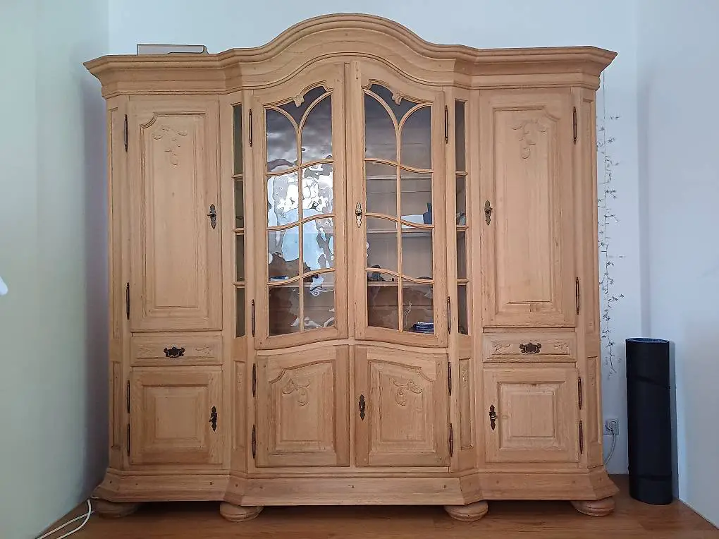 Massiv Eiche: Wohnzimmer-/ Dielen-/ Vitrinenschrank