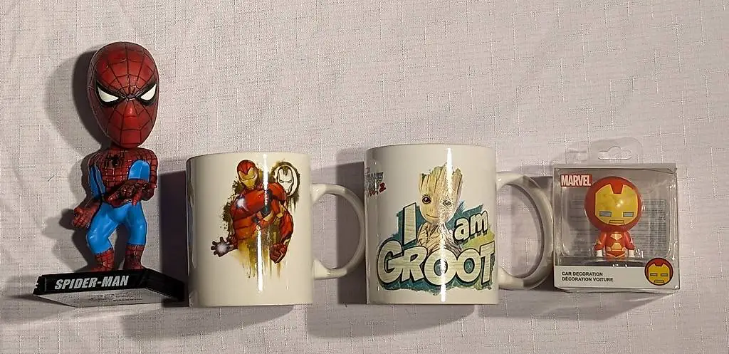 marvel packet spider man, ironman und groot