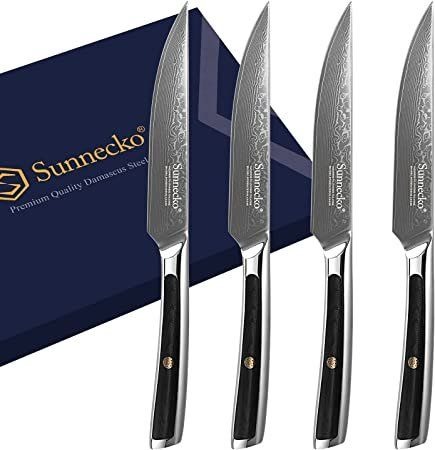 4 pcs Damast Steakmesser Set