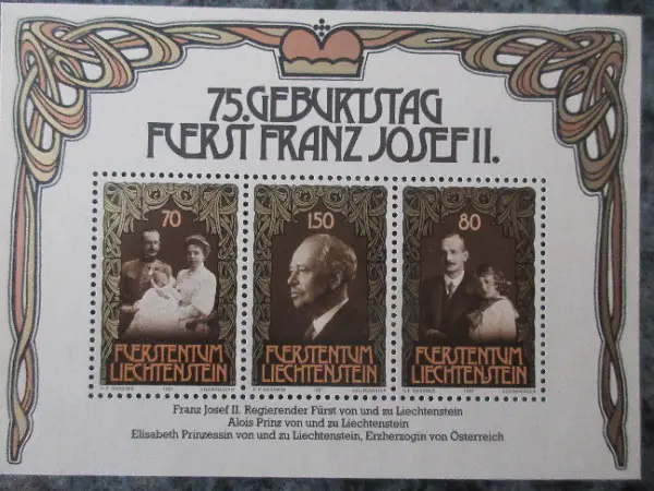 2 Kleinbogen Liechtenstein Fürst Franz Josef II