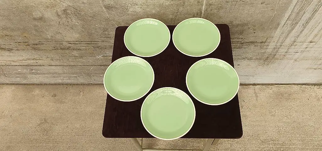 Teller + Frühstück + Dessert + Rössler + grün + Vintage