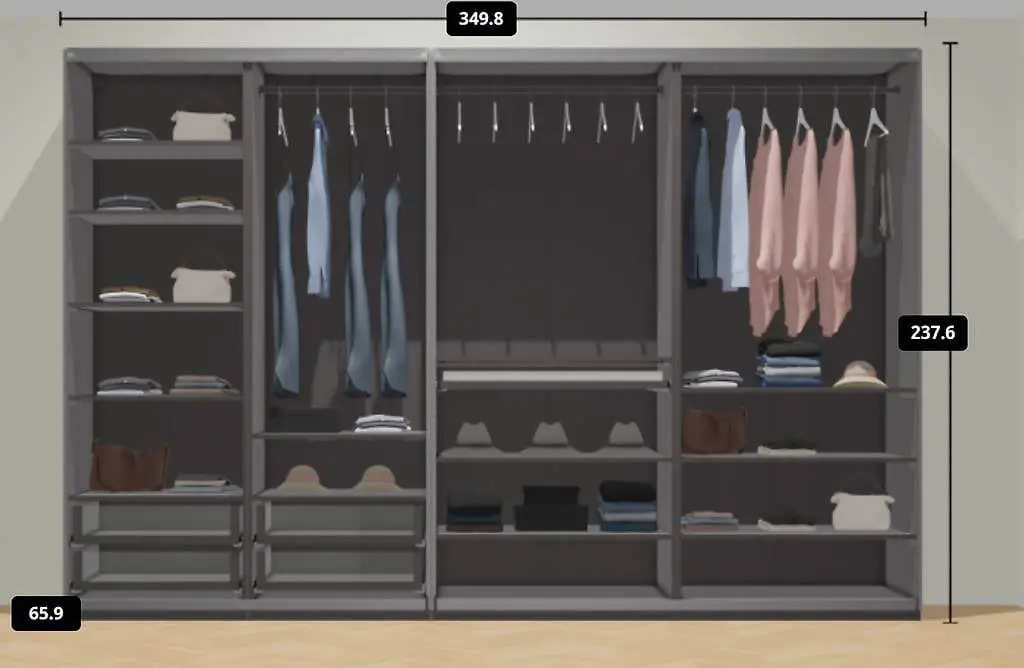 IKEA PAX Schrank Dunkel mit Spiegelschiebetüren