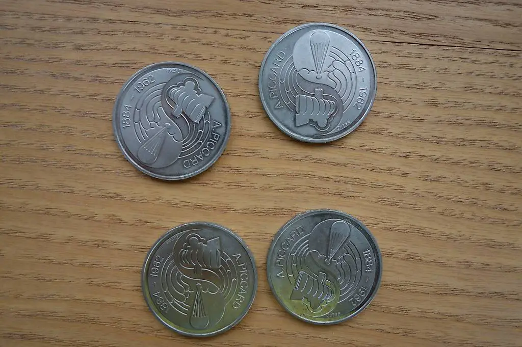 Gedenkmünze 5 Fr. 1984 Auguste Piccard 4x