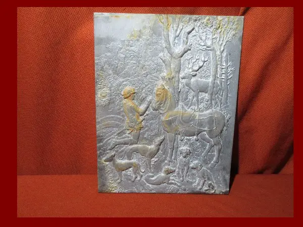 gussplatte ofenplatte pferd hirsch hund