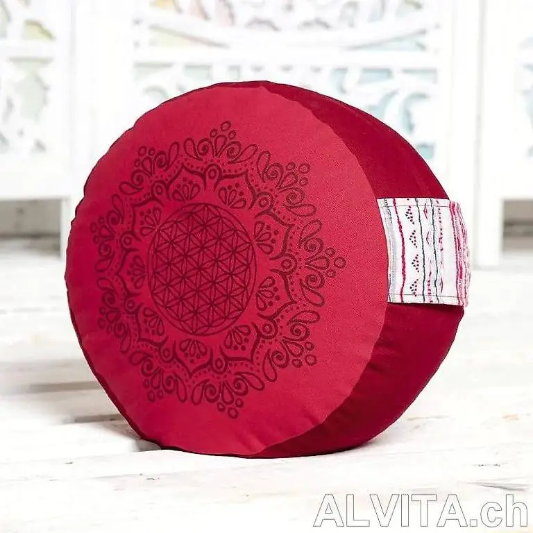 Meditationskissen rund hibiskus/rot von Spirit of OM