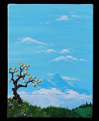 Relief Magnetbild mit 24 Karat BLATTGOLD, Magnetwand