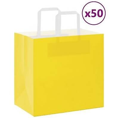 Papiertragetaschen 50 Stk. mit Henkeln Gelb 32x22x24 cm 5736