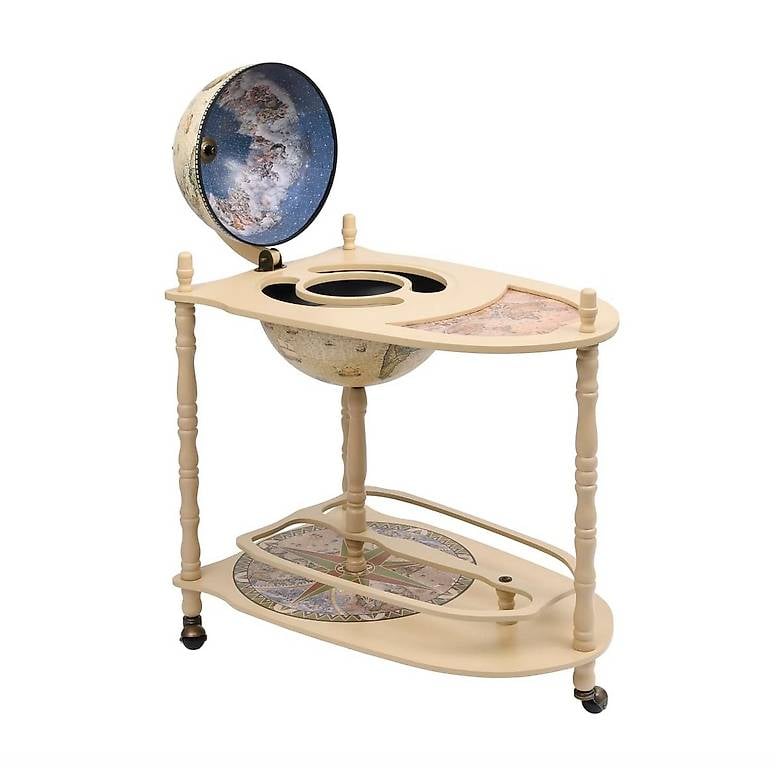 Globus-Bartisch Eukalyptusholz Grün Freistehend weiss