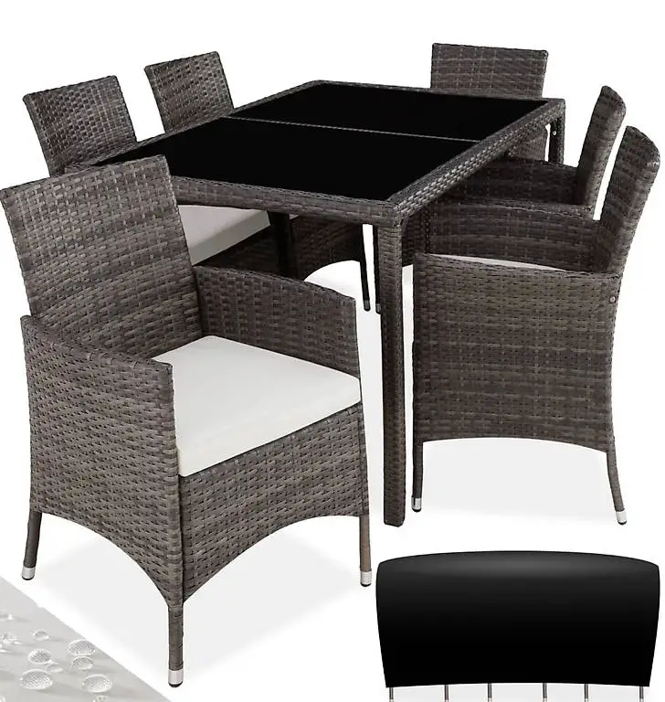 Rattan Sitzgruppe Lissabon grau/weiss