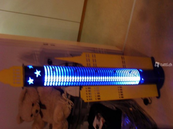 Designer DVD-CD Ständer mit blauem Neon-Licht