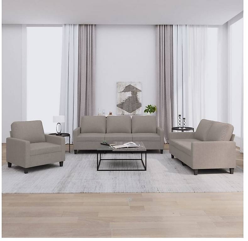 Sofagarnitur mit Kissen Taupe Stoff