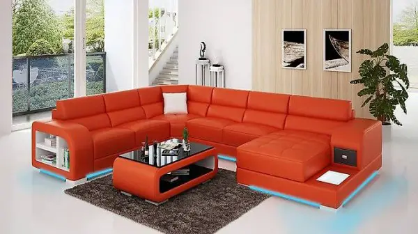  LEDERSOFA COUCH WOHNLANDSCHAFT ECKGARNITUR DESIGN SOFA G8029