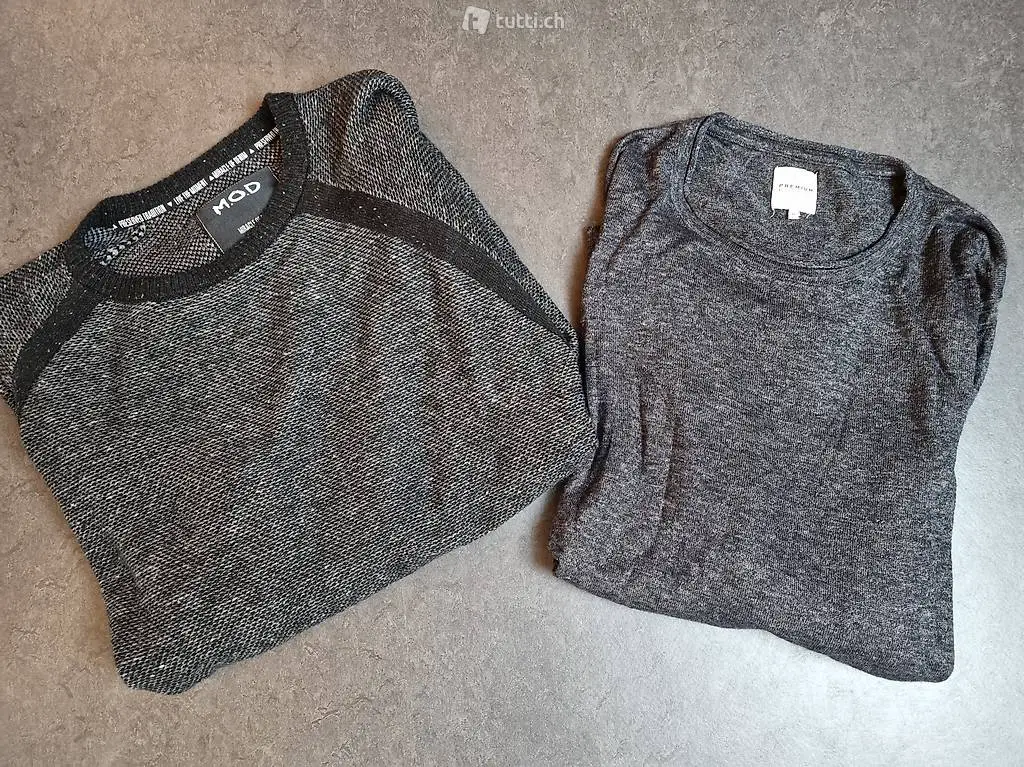 2 Stk. Herren Strickpullover, grau/schwarz, Gr. XL/XXL