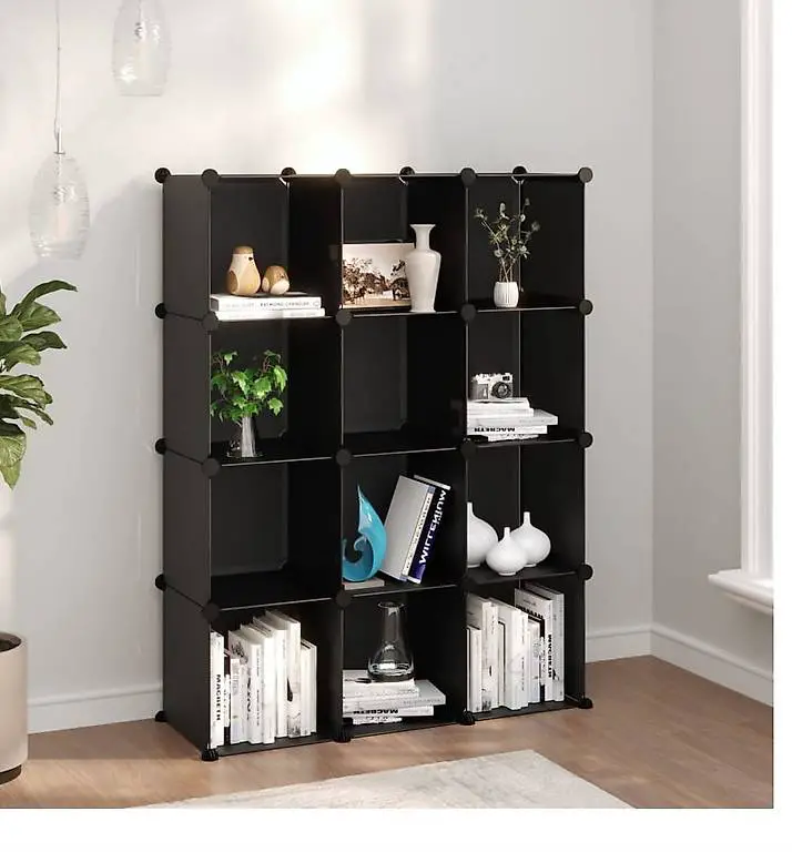 Regalsystem mit 12 Würfeln Schwarz PP