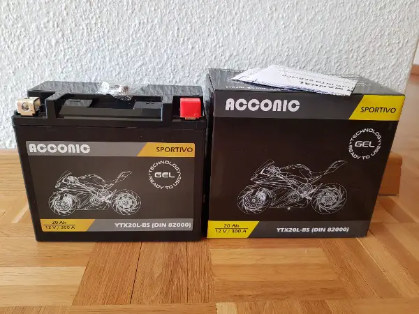Motorradbatterie YTX20L-BS, Gel, neu, auch SA / SO