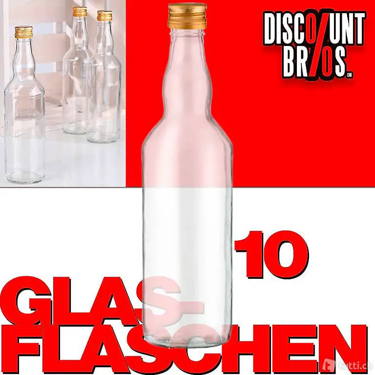  10er-Set 500ml GLASFLASCHEN mit DECKEL Flasche Schraubdeckel