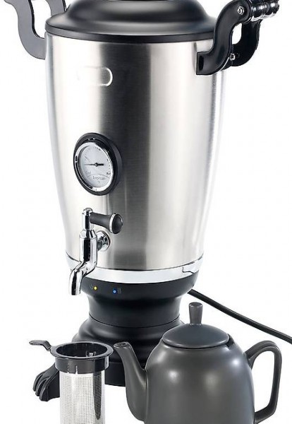  Edelstahl-Samowar mit Keramik-Teekanne, 2.300 Watt