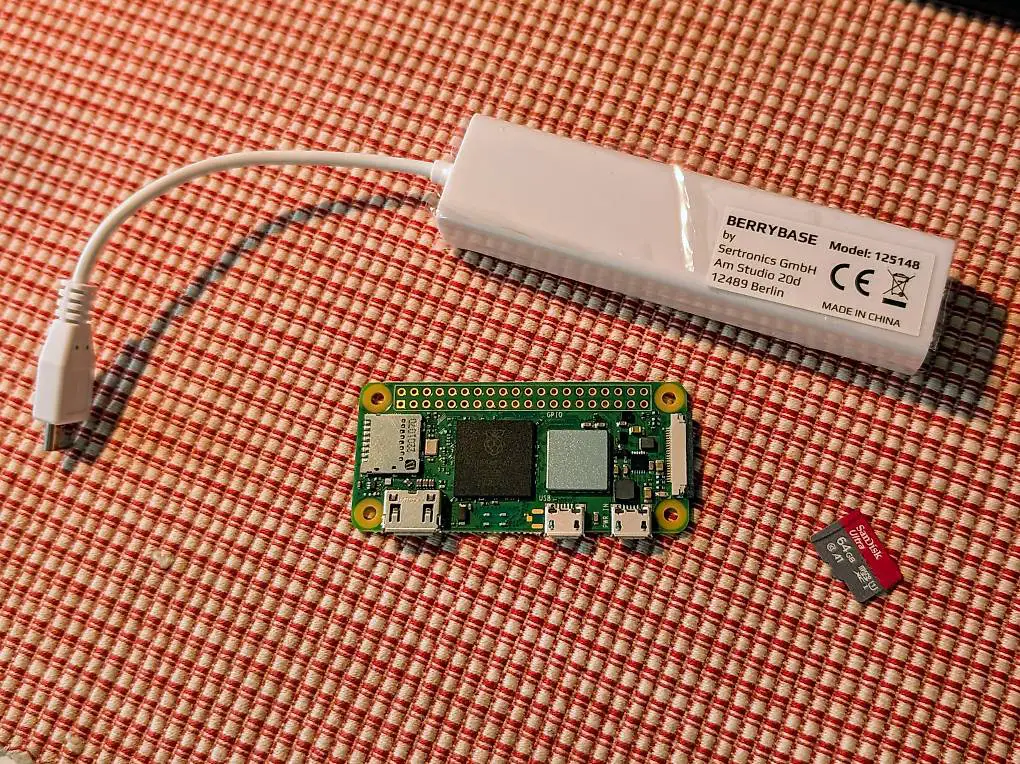 Raspberry PI Zero 2W mit Ethernet anschluss und 64GB SD card