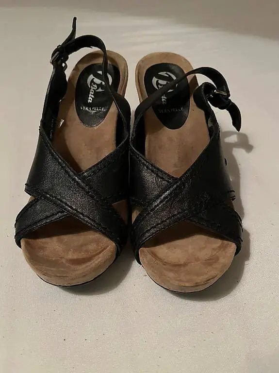 Ledersandalen schwarz Grösse 36