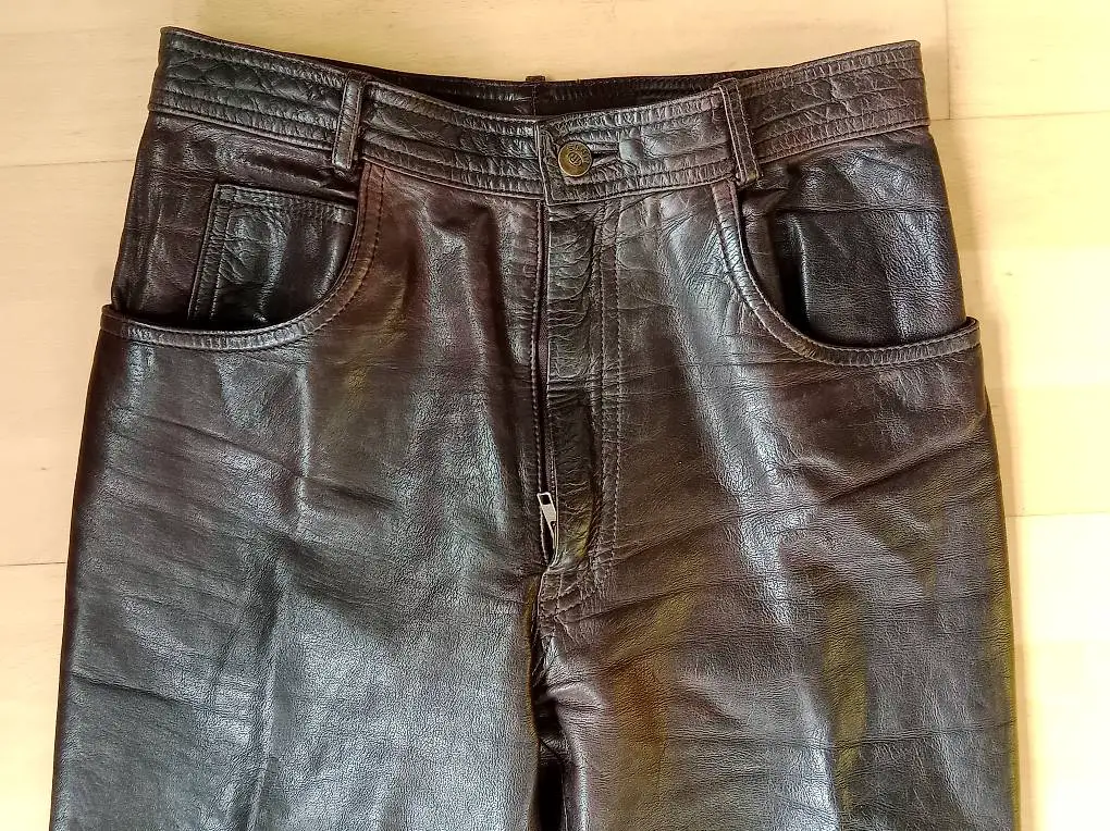 Lederjeans, Lederhose, braunes Glattleder, Linus, Grösse S