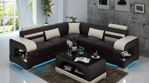  LEDERSOFA COUCH WOHNLANDSCHAFT ECK GARNITUR SOFA G8033B