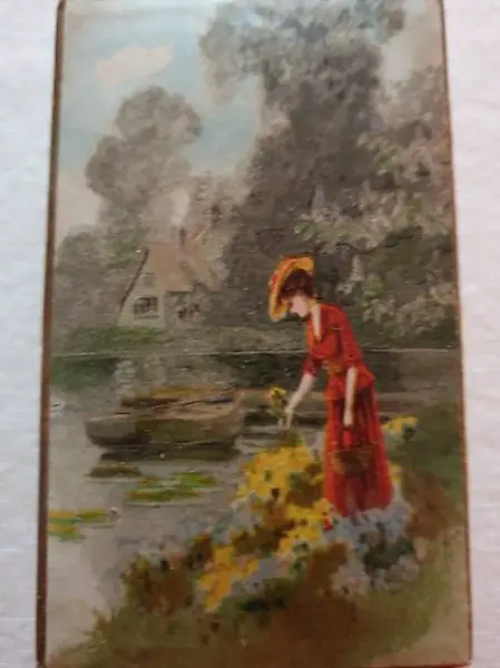  alte Schmuckschachtel mit romantischem Landschaftsbild