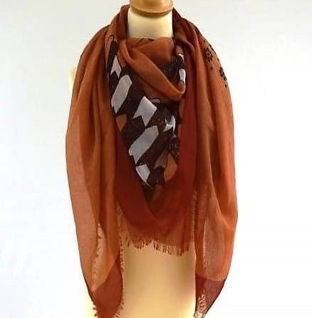 Grosses Tuch / Schal - Rosttöne - ca. 125 x 130 cm