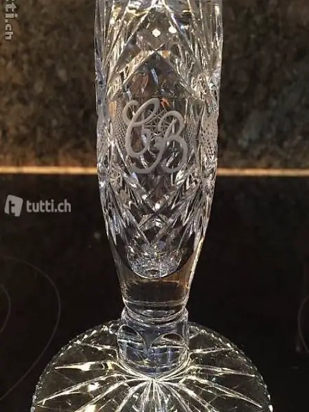 Cristal de Bohême-vintage-Bougeoir-pied étoilé
