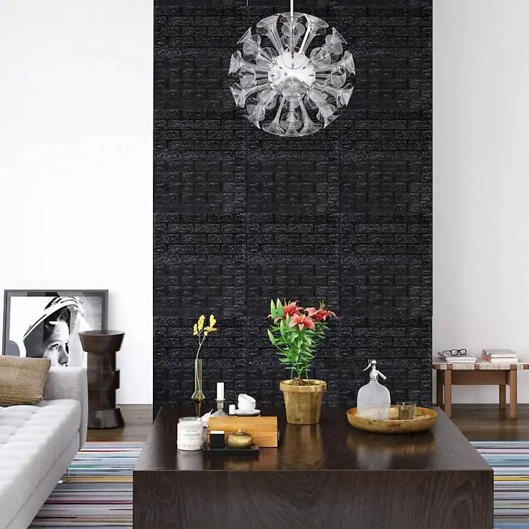 3D Tapete Ziegelstein Selbstklebend 40 Stk. Schwarz