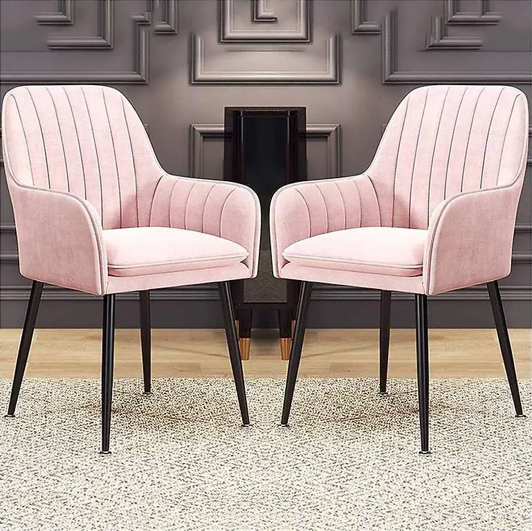 Sessel-Set aus Samt im Vintage-Stil mit schwarzen Metallbein