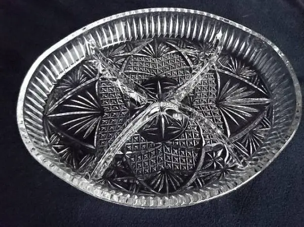 Hors d"oeuvre Platte Blei Kristall Platte oval ohne Macken