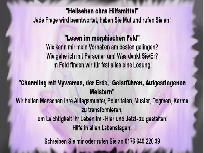Hellsehen Kartenlegen Channling lesen im morph.Feld
