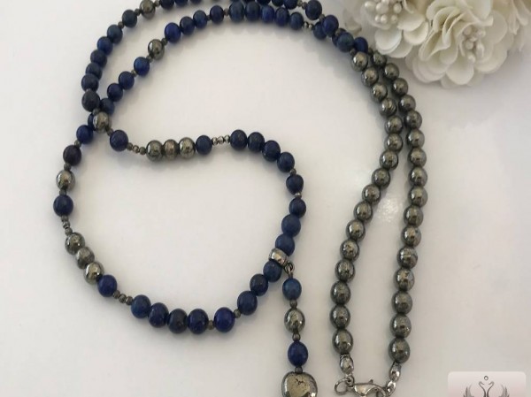  Lapis und Pyrit Halskette (EHAL 4)