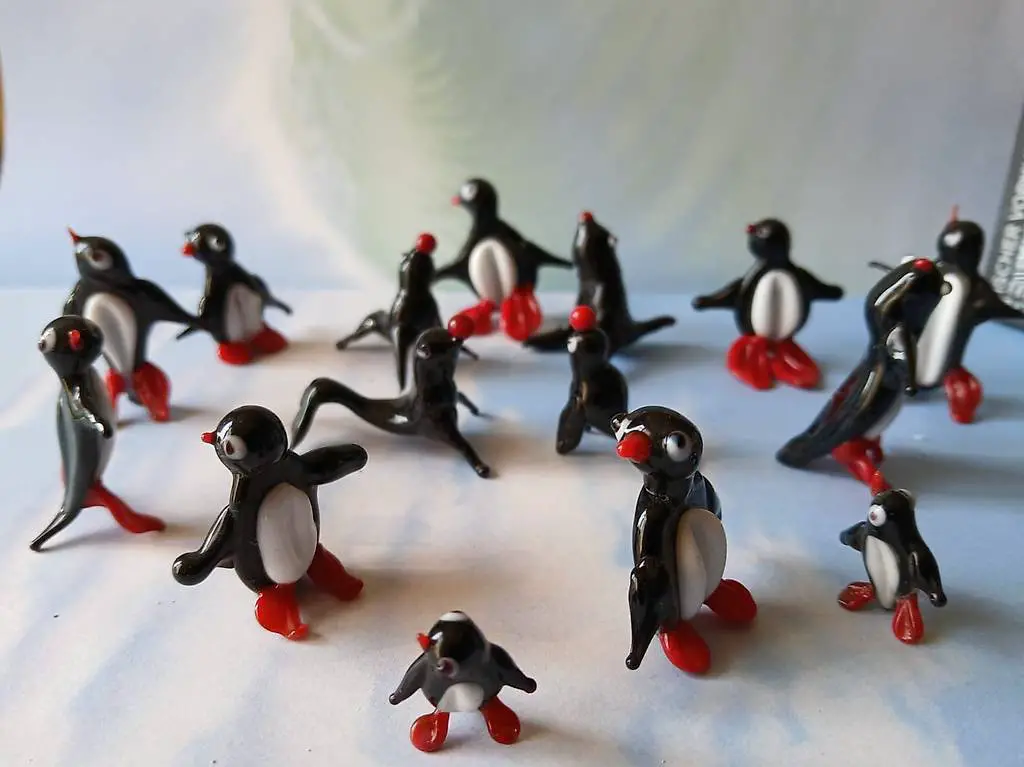 Pinguine und Seelöwen aus Muranoglas