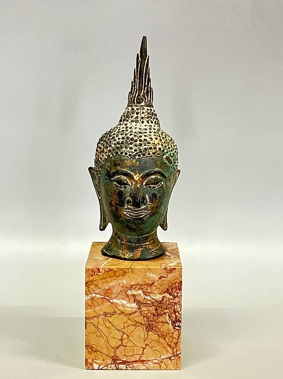 Antiker Buddhakopf aus Bronze
