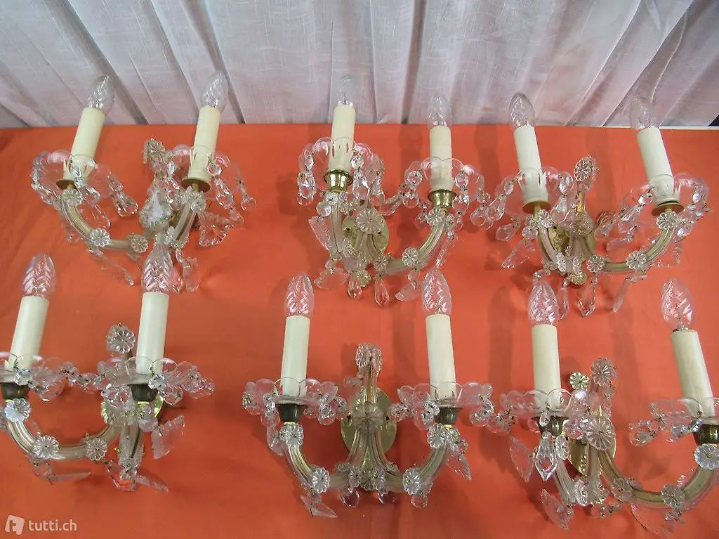  6 x Wandlampe Kristall Glas