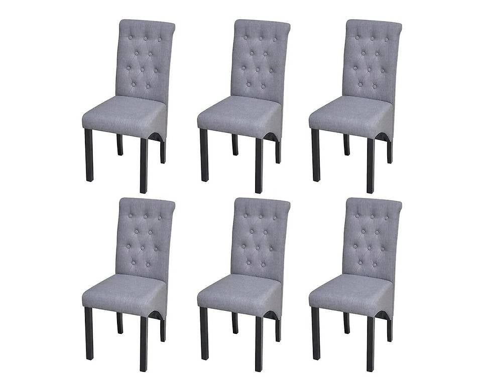 Esszimmerstühle 6 Stk. Hellgrau Stoff